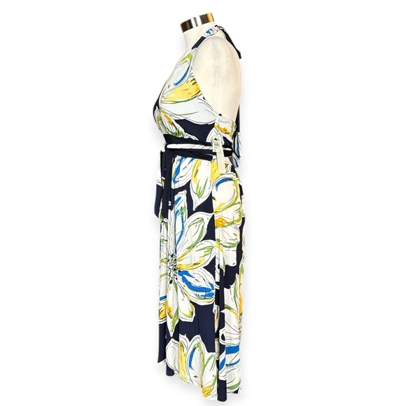 LILY NAVY FLORAL RESORT STYLE HALTER MIDI DRESS **NWT** - Picture 6 of 11